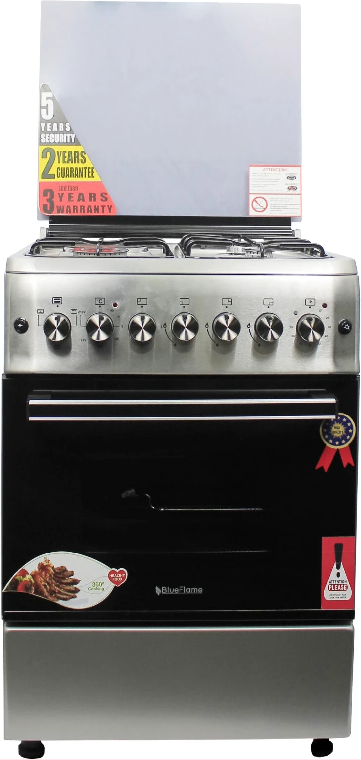 Blueflame Cooker 3 Gas and 1 Electric Hot Plate S6031ERF-P With Electric Oven - Inox