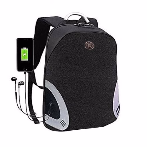 Anti-Theft Laptop Bag with a Charging Port - Black