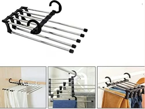 5 In1 Foldable Trousers/Pants Hanger Rack-Black