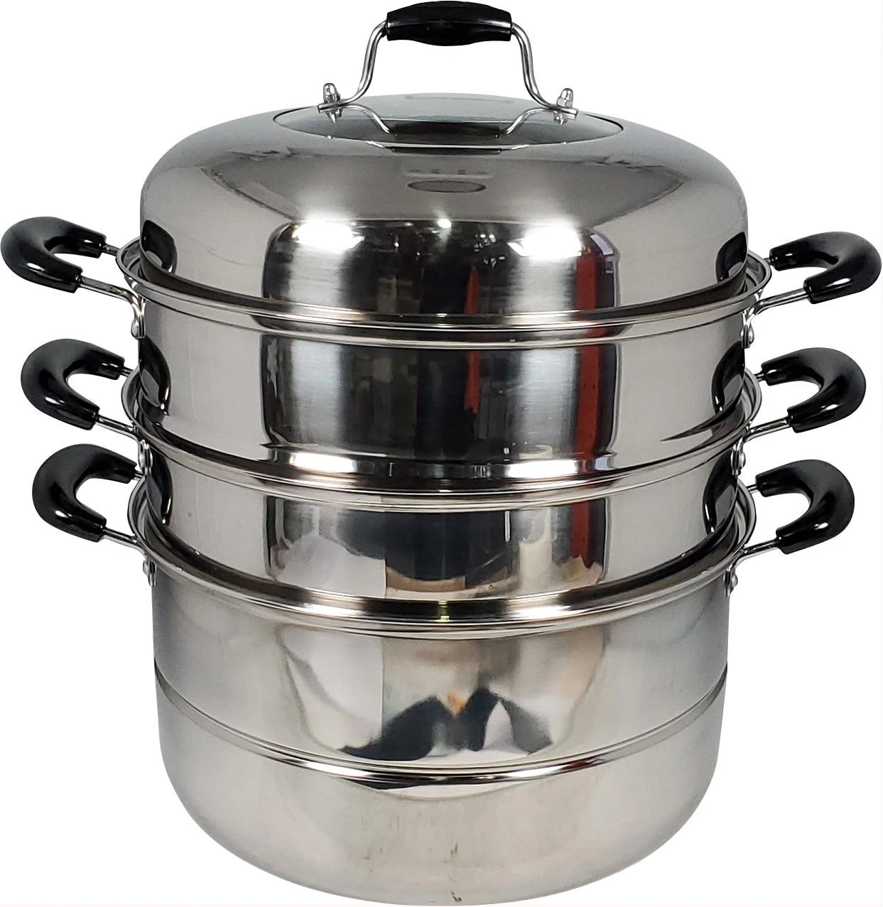 28Cm - 3 Layer Stainless Steel Food Saucepan And Steamer Soup Pot -Silver.