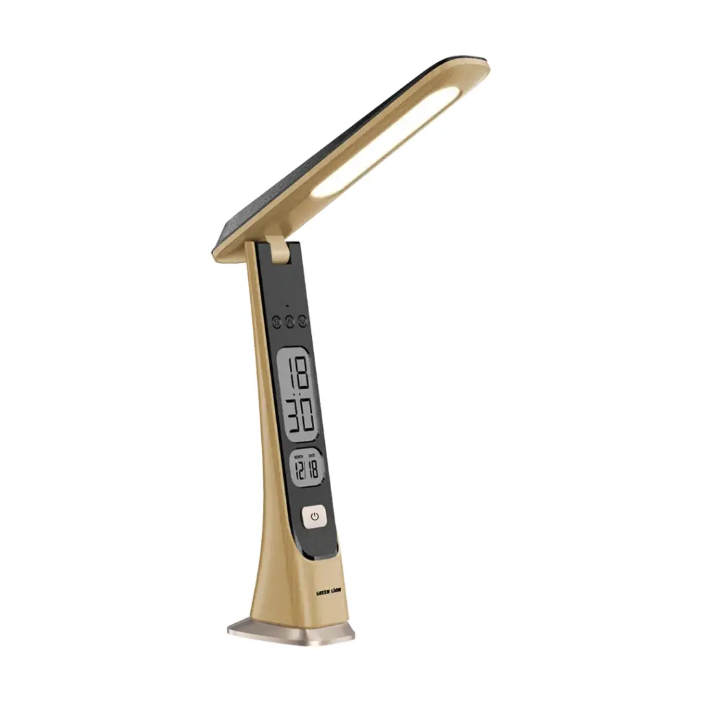 GREEN LION Led Table Lamp / Adjustable Brightness & Angle / Digital Time & Date / 3Light Modes / Adjustable Color Temperature for Reading /36 pcs LED Beads / 190 LM Brightness Night Lamp - Wooden