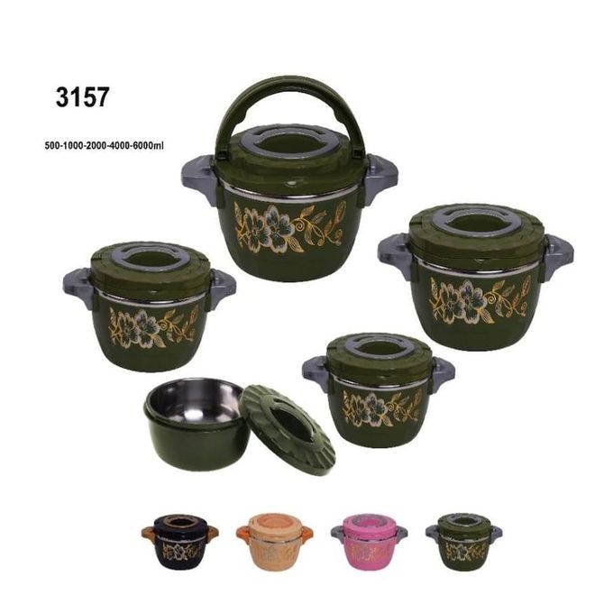 5pc Hot Pot Set Round Heat Insulated Food warmer Storage Casserole Serving Dish