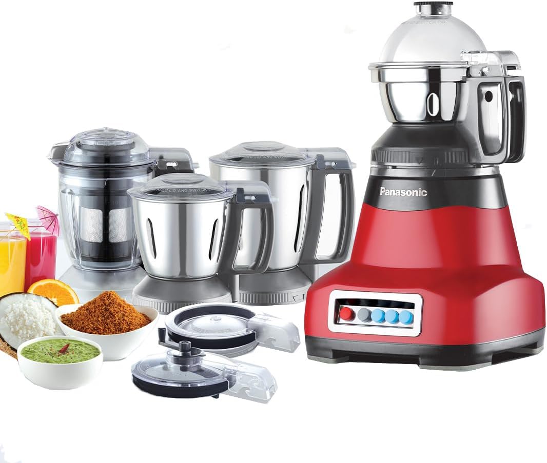 Panasonic 2000W Powerful Mixer Grinder with Double Safety Lock, 4 Multipurpose Jars - MX-AE465
