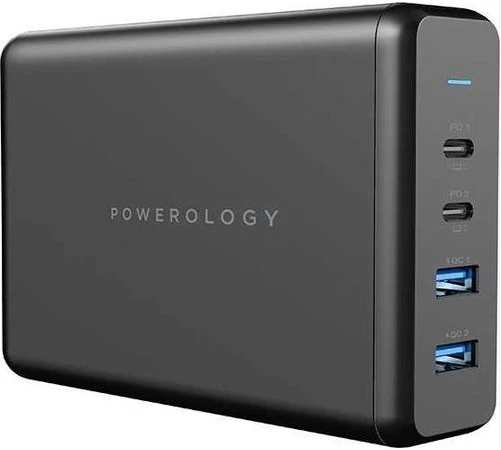 Powerology 75W Laptop Power Bank 4-Port Quick Charge Power Terminal PD - Black