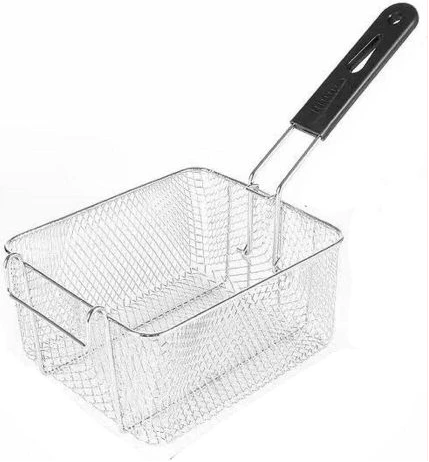Fried Food Chicken Fish Chips Fry Basket Table Serving tray- Silver