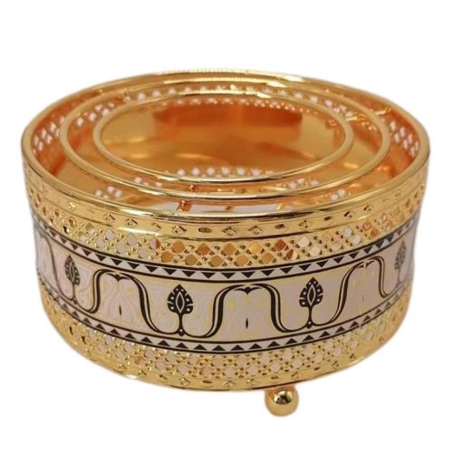 Large Round Décor Modern Metal Candle Holder - Gold