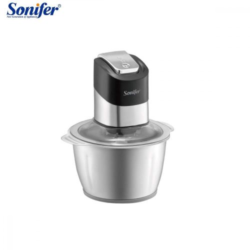 Sonifer Stainless Steel Electric Grinder 300W 1.8L Removable Meat Mincer with 2 Speed Levels Overheating Protection with 4 Blades Bowl and Plastic Pad for Meat Vegetables and Fruits - Silver