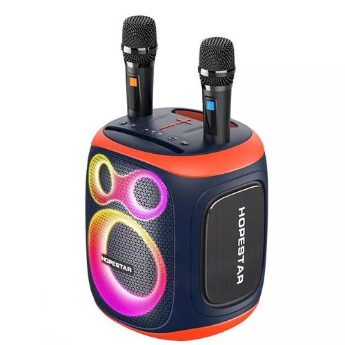 Hopestar 120W Party130 Wireless Portable Bluetooth Party Speaker with Two Microphones, Stereo Audio, TWS Connection, AUX/TF Card Karaoke Machine
