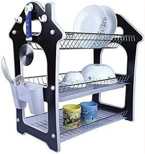 3 Tier Dish Draining Rack - Black