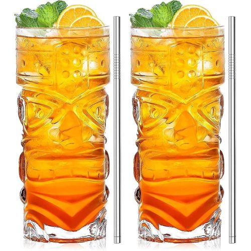 6 Pieces Of Glassware Cocktail Glasses Hawaiian Style Tiki Mugs- 400 Ml. Cocktail Glasses For Alcoholic Drinks, Cocktails, Beverages, Water, Juice Bar Cup