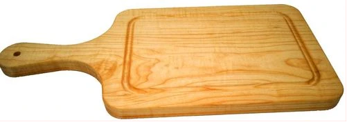 Household Wooden Rectangle Flat Fruit Pizza Serving Board Tray Plate With Handle- Brown.