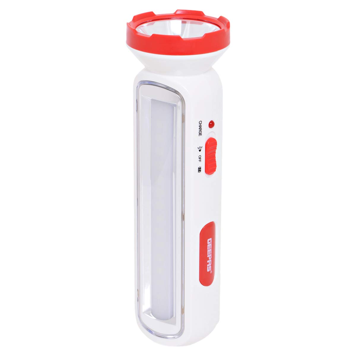 Geepas Gfl4663 Rechargeable Led Torch With Emergency Lantern Torch