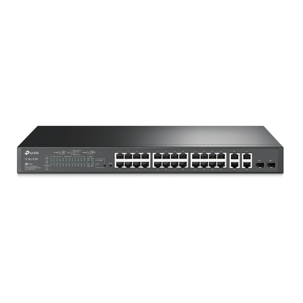 TP-Link TL-SL2428P, 250 W PoE Budget, 24 Port Smart Managed PoE+ Switch, 4 Gigabit + 2 SFP Slots , Integrated into Omada SDN, Centralized Management, Optimize Voice and Video Applications, 5 Year Warr