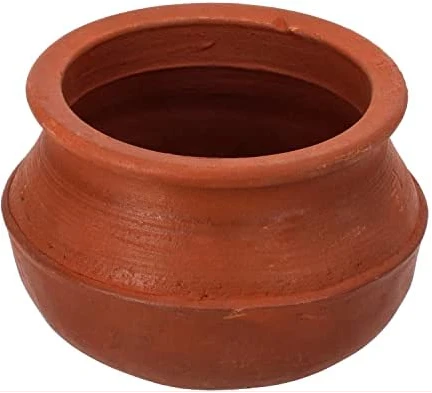 Royalford Sambar Pot, Handmade Clay Cookware, RF10584 100% Natural Clay Non-Toxic & Eco-Friendly Can Be Used On Gas Stove Or Open Fire Earthen Pot/ Clay Pot For Curry, Sambar, Rice, Red
