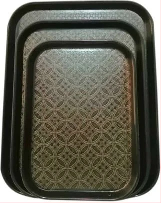 3 Pieces Of Rubber Non-slip Serving Trays Platters, Black