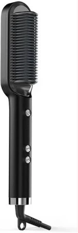 2 in1 Electric Hair Straightener, Comb,Cutler PTC Heating Brush - Black