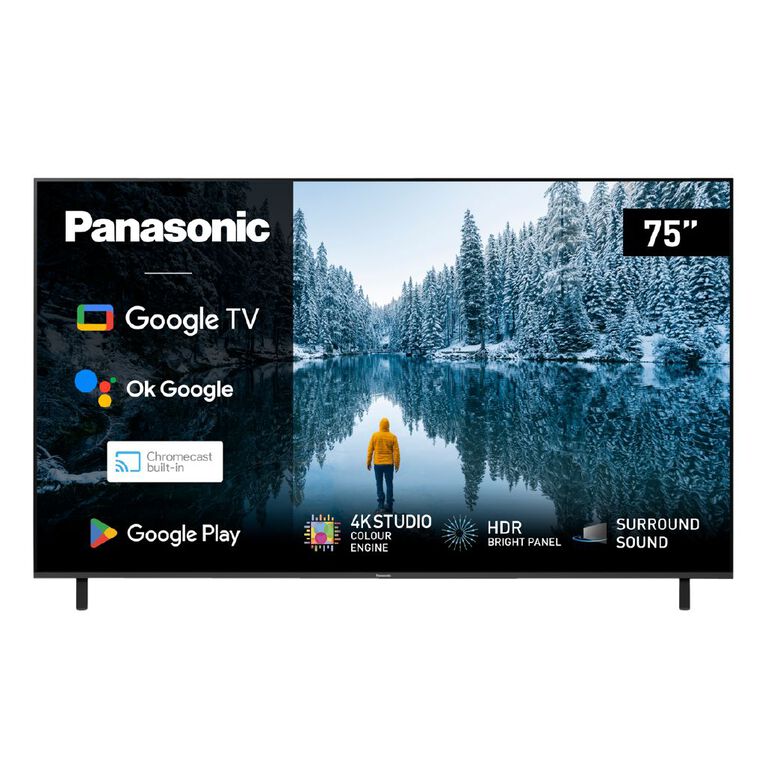 Panasonic 75-Inch LED Smart Google TV TH75MX740M; (4K HDR UHD, HCX Processor, Dolby Atmos, Smart TV, Voice Assistant, Bluetooth, HDMI, USB), Black