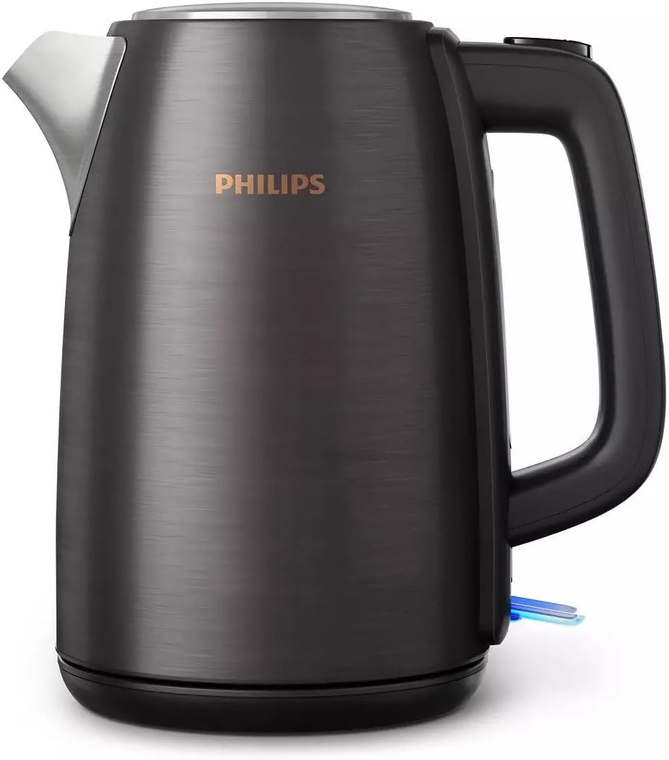 Philips 5000 Series Stainless Steel Kettle - 2200W, 1.7L, Spring Lid, Black & Copper - HD9352/31