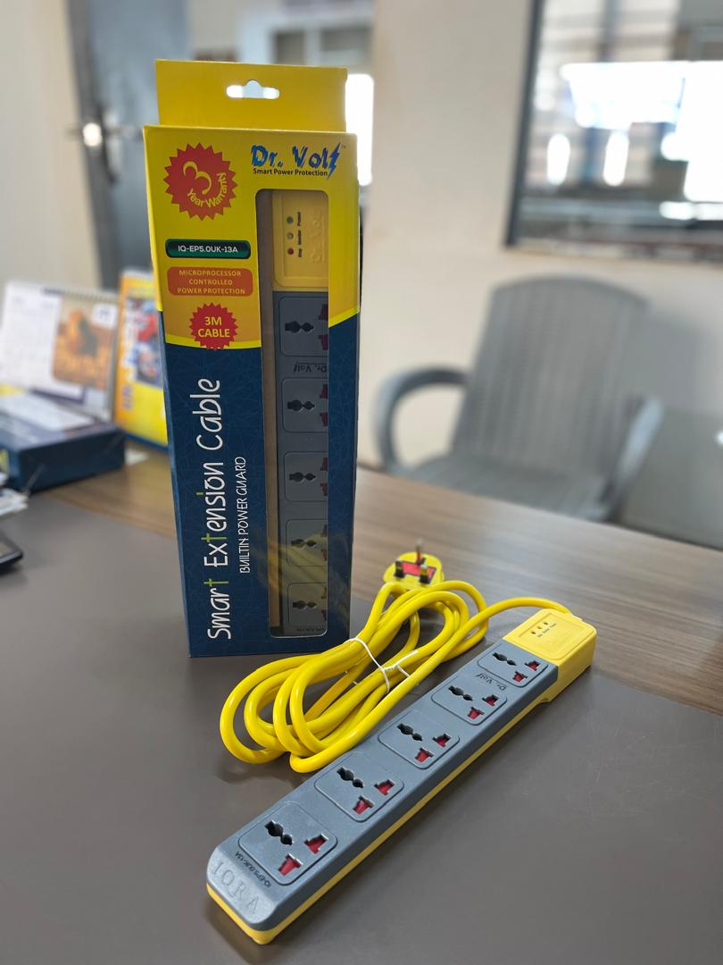 Dr. Volt 5- Way Power Extension Cable With Built-in Surge Protection