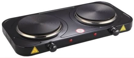 Double Solid Electric Hotplate - Black