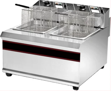 ADH HEF-902 2-Tanks 2-Baskets Commercial Electric Deep Fryer - Silver