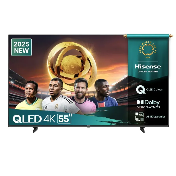 Hisense 55 Inch QLED UHD 4K Smart TV, (2025 Model), Q6 Series 55Q6Q, 144Hz Refresh Rate VRR Game Mode Pro, AI Picture, AI Smooth Motion, Ultra Slim Design, VIDAA, Inbuilt Free To Air Reciever – Black