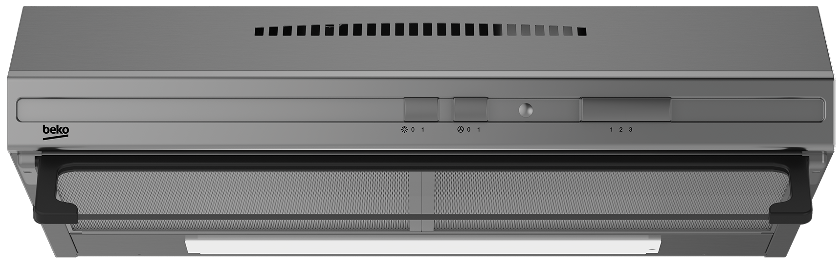 Beko 60cm Built-in Under Cabinet Hood CFB6433XH; Cooker Hood, Stainless Steel Finish, 3 Power Levels, 380 m³/h Extraction, Halogen Lighting