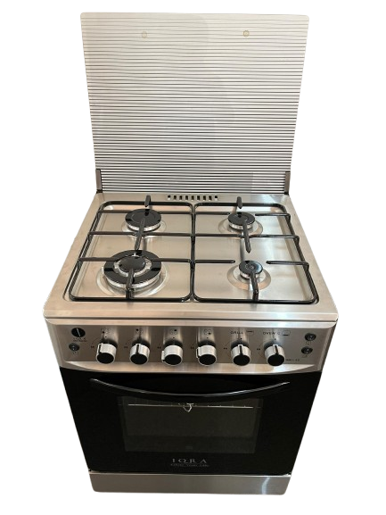 IQRA 60cm Full Gas Cooker IQ-FC6601SS, 4 Gas Burners, Enamel Pan Supports, 64L Oven