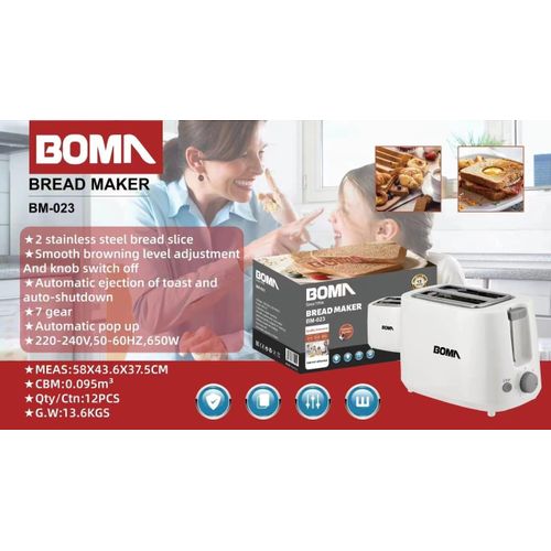 Boma 2 Silice Lift and Look Touch Bread Toaster -White