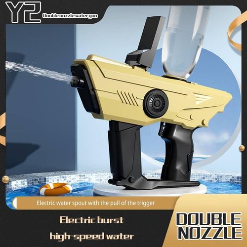 Kids Electric Water Gun, Double Nozzle -Tipped Continuous Water Jet With High-Capacity Toy Gun, Ultra long Range, Automatic Water Absorption, Leak Proof Water Tank, Built-In Rechargeable Battery, Can 