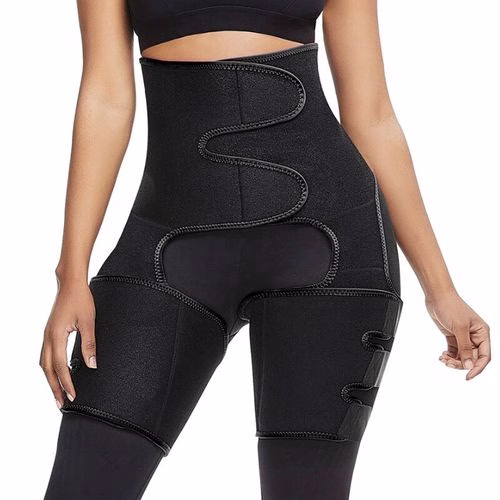3 in 1 Sweat Slim Thigh Trimmer, Waist Trainer Slimming Belt-Black