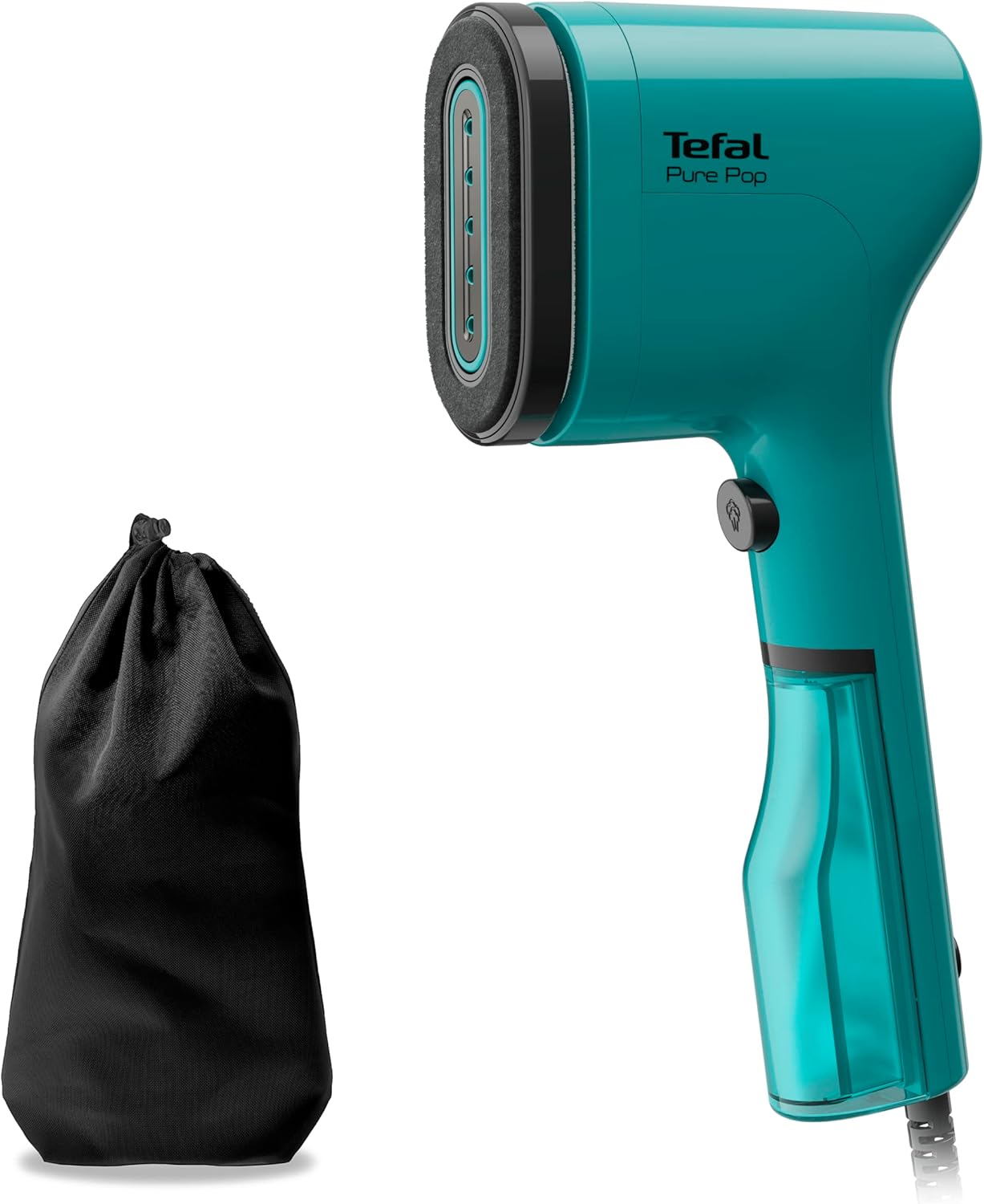 Tefal Pure Pop Slim Handheld Clothes Steamer, No Ironing Board Needed, Ready to Use in 15 Seconds, 70ml Detachable Water Tank, Travel Iron, Garment Steamer, Green, DT2024G0