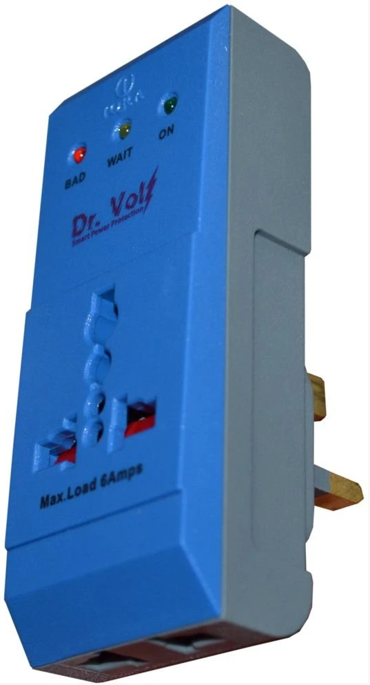 Dr. Volt TV Guard IQ-TP6UK; 180-255V, 6 Amps, Power Surge Protector - Blue/Grey