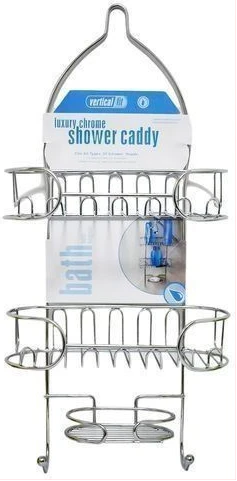 Bathroom Organizer Vertical Fit Shower Caddy Storage Rack - Silver