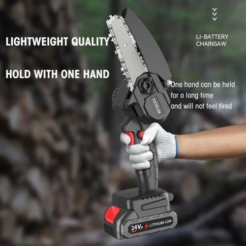 Power Tools Mini 24V Battery-Powered Cordless Chainsaw, Portable Electric Pruning Chain Saws with 2 Batteries 2 Chains, Cordless Handheld Chain Saw Wood Cutter Pruning Shears for Tree Branches, Courty