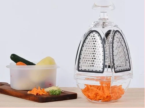 Multi Function 4 Blade Grater For Vegetables Potato Shredder Cheese Cutter - Silver.