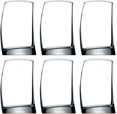 6 Pieces Of Curved Rocks Juice Glasses Tumblers - Clear.
