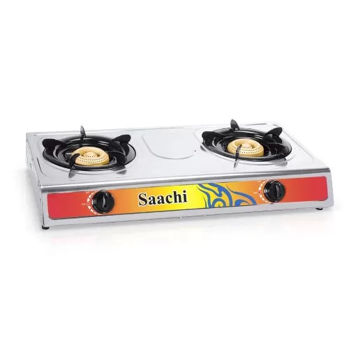 Saachi Double Burner Gas Stove NL-GAS-5220-ST with Automatic Ignition - Silver (1YR WRTY)