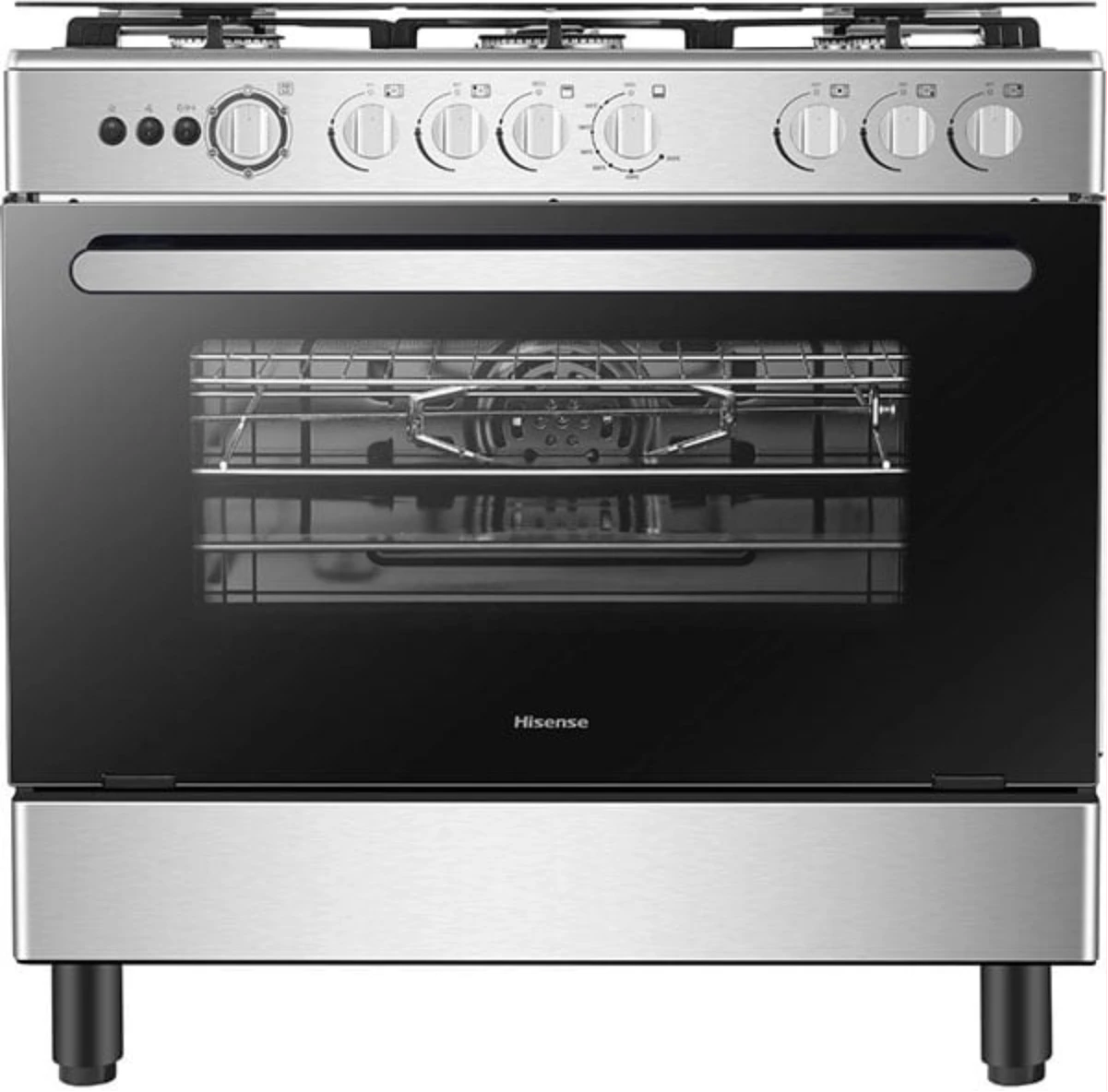 Hisense Cooker 90x60cm 4-Gas Burners And 2-Electric Plate HF942GEES, Auto Ignition, Flame Failure Protection, Grill, Rotisserie - Inox