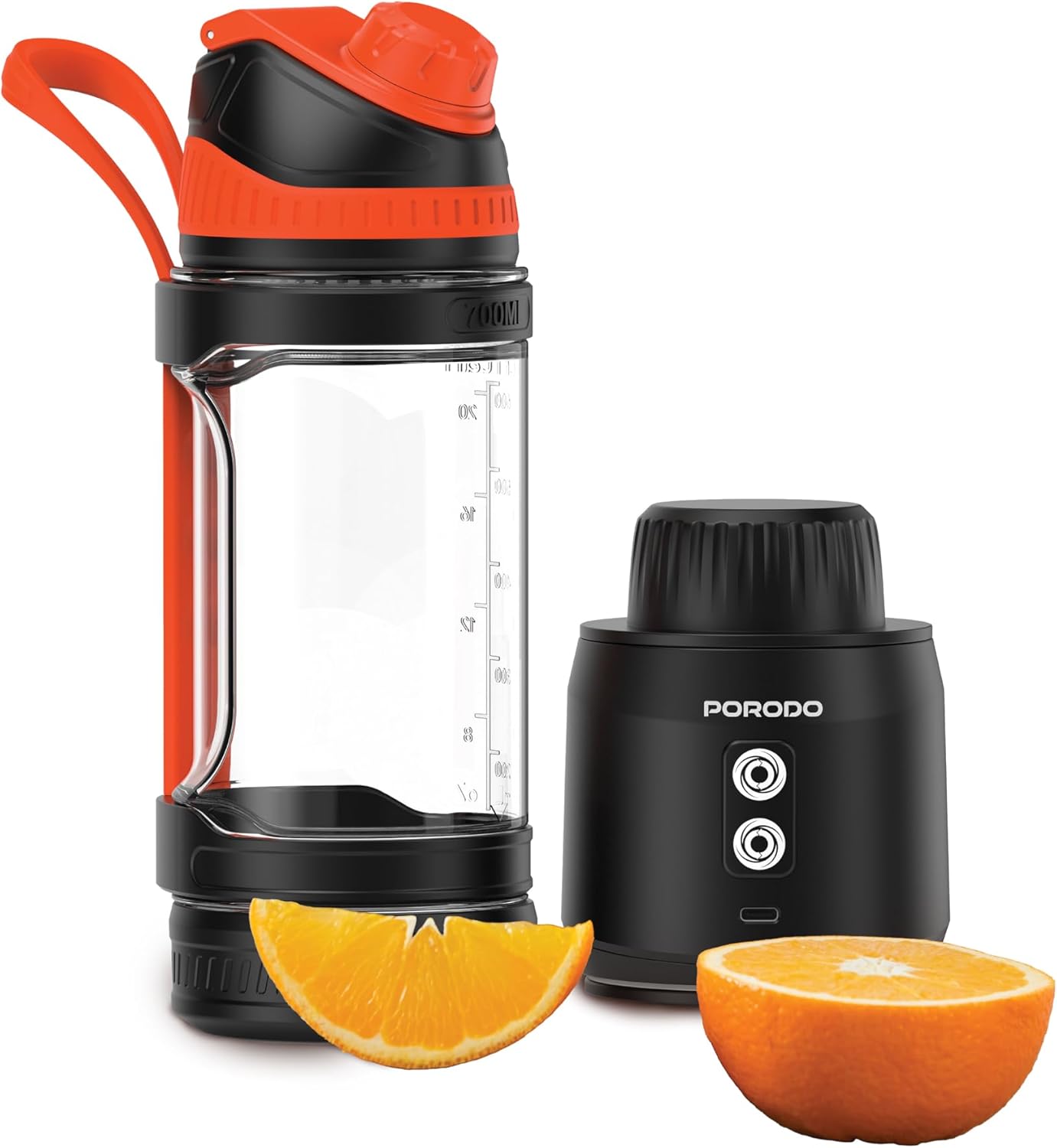 Porodo Lifestyle Nutrimix Portable Blender, 700ml Capacity, USB-C Rechargeable Personal Blender with Dual-Spin Technology, 18000 RPM, Shakes and Smoothies, Tritan Jar & Stainless Steel Blades (Black)