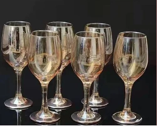 6 Pc Gold Lead-free Juice, Champagne Wine Glasses Decorative - Brown.