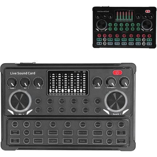Live Sound Card Dual Channel Audio Mixer Live Streaming Voice Changer Sound Board Noise Reduction LED Breathing Light Display Live Streaming Voice Changer Sound Board Phantom Power Channel