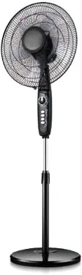 IQRA 16" Stand Fan IQ-SF708; 50W; 100% Copper Motor, 5 Blades, Timer - Black/White