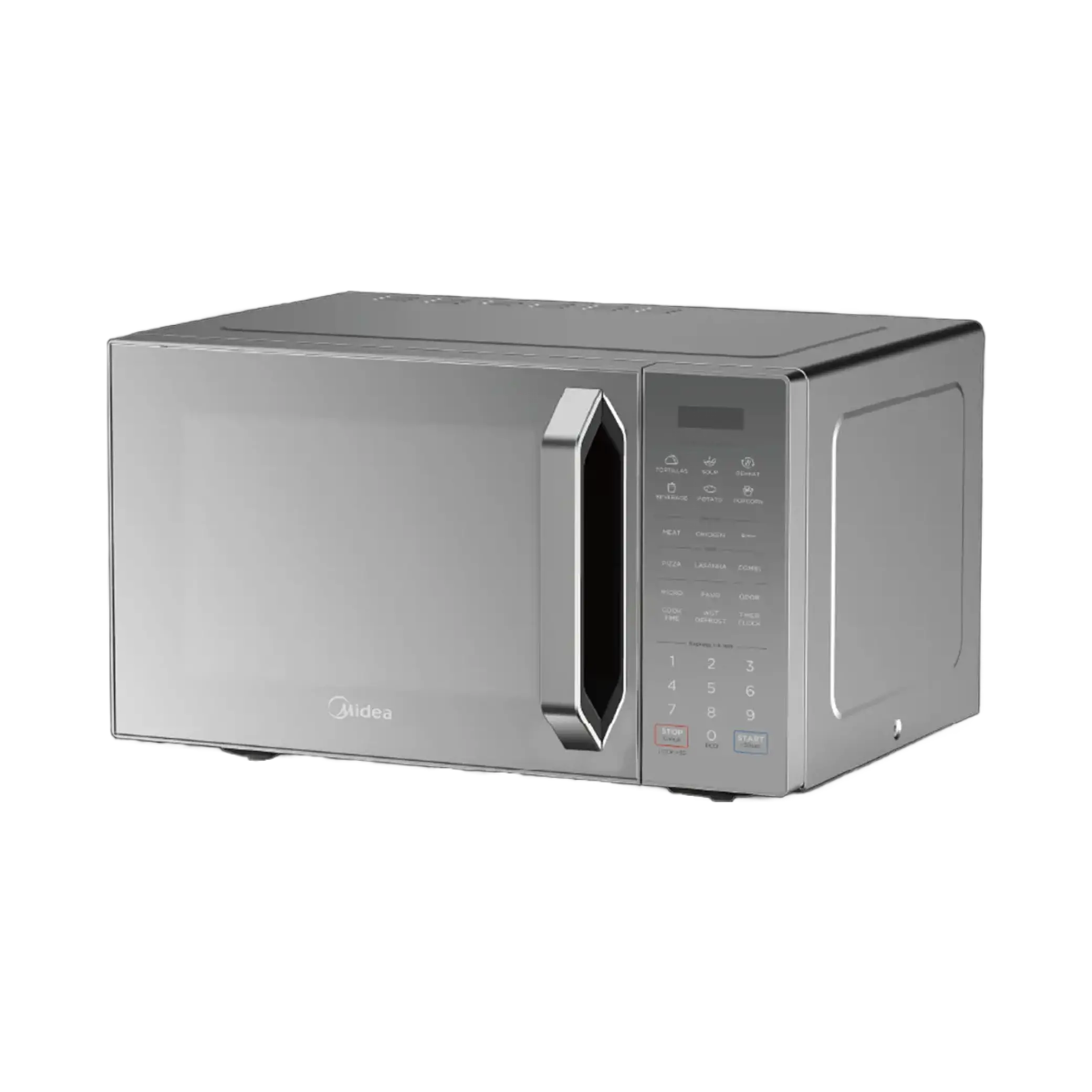 Midea 32L Microwave Defrost, Cavity, Grill, Eco Mood, Grey Painted Cavity, 288 Mm Glass Turntable -  900 W EG9P032MX-S silver