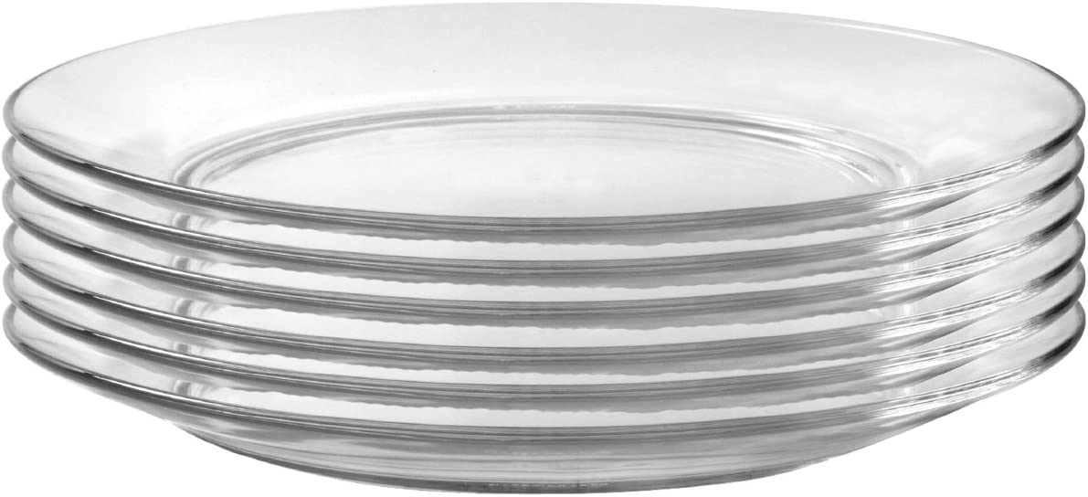 Clear Glass Round Dinner Plates, 6PCS - Colorless