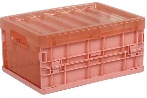 30*22*41cm Plastic Storage Container Basket Stack Foldable Organizer Box -Pink