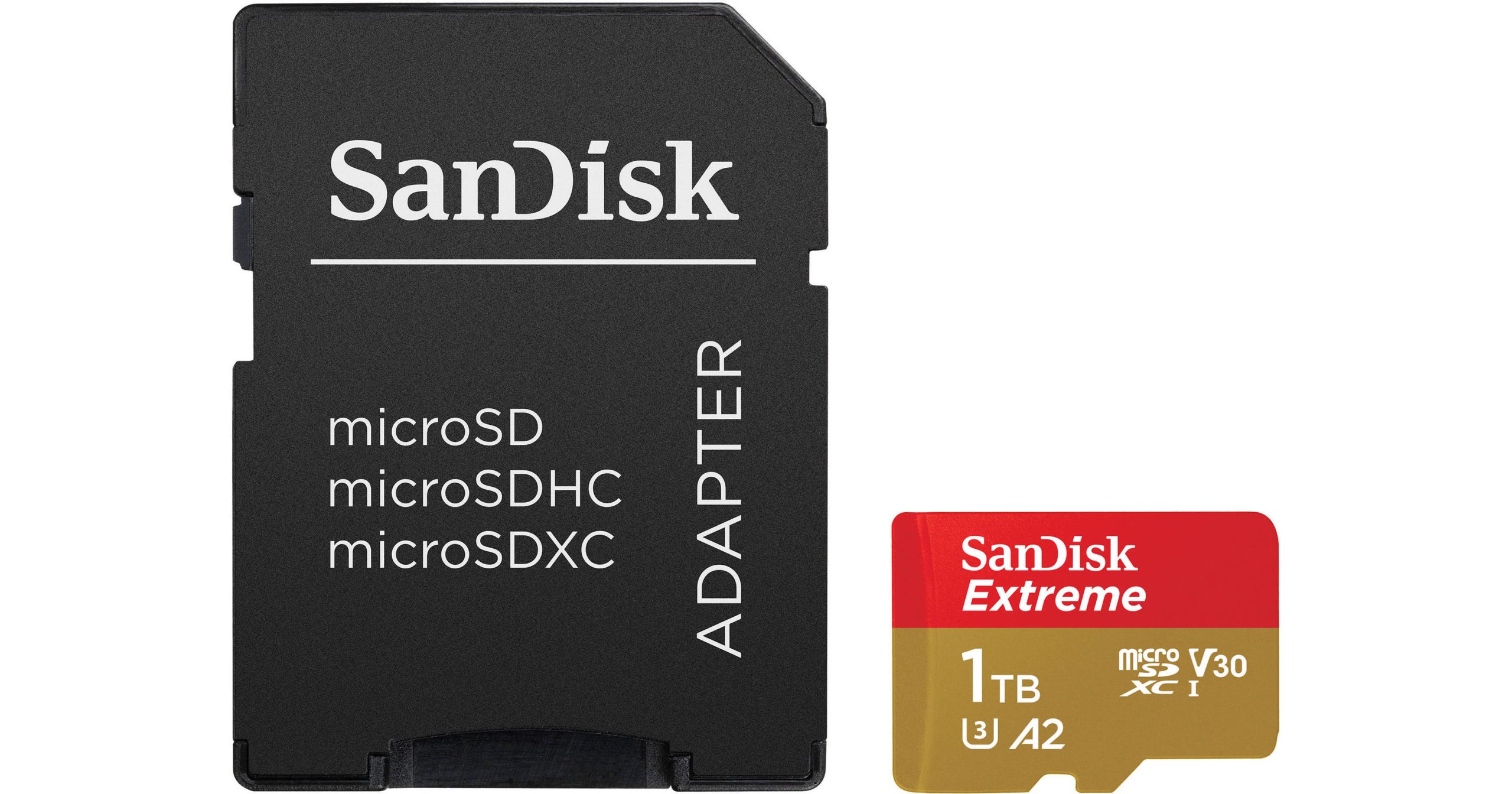 SanDisk 1TB Extreme microSDXC UHS-I Memory Card with Adapter - Up to 190MB/s, C10, U3, V30, 4K, 5K, A2, Micro SD Card- SDSQXAV-1T00-GN6MA, Gold/Red