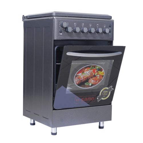 Sano 55X55 Full Gas Cooker With Rotisserie, Electric Oven & Grill, Auto Ignition - Brown