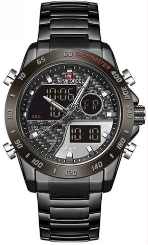 Naviforce Men's Chronograph Analog And Digital Watch - Black