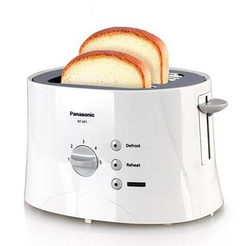 Panasonic 2 Slice Pop-up Toaster 680 Watt NT-GP1-White, Defrost And Reheat Function, 5 Level Browning Control